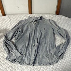 Polo by Ralph Lauren Light Gray Button Down Shirt knit Oxford
